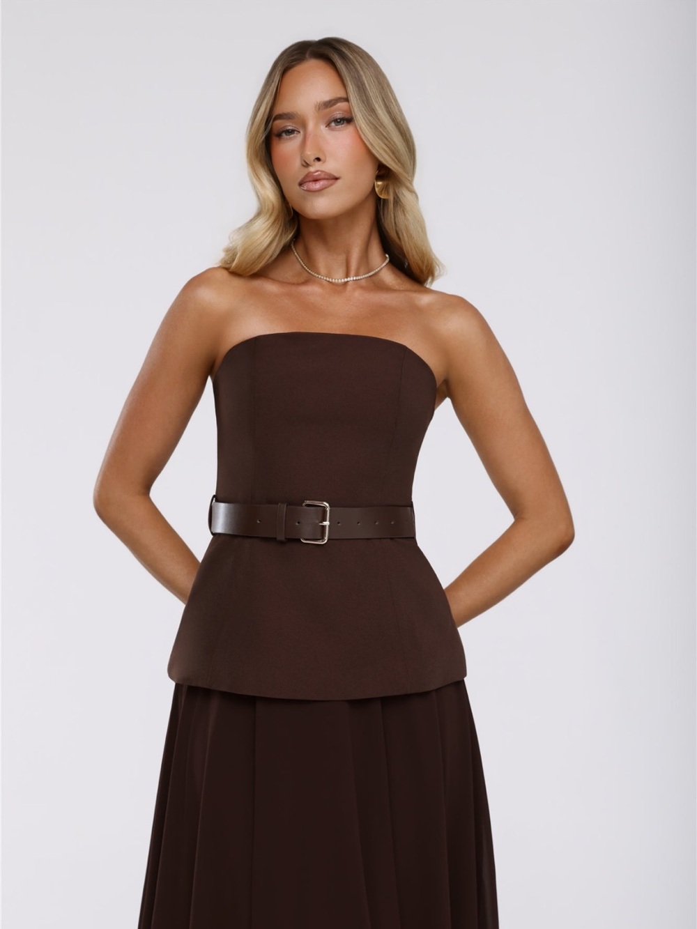 Hello Molly brown strapless top
